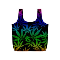 Weed Rainbow, Ganja Leafs Pattern In Colors, 420 Marihujana Theme Full Print Recycle Bag (s) by Casemiro