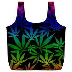 Weed Rainbow, Ganja Leafs Pattern In Colors, 420 Marihujana Theme Full Print Recycle Bag (xl) by Casemiro