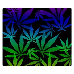 Weed Rainbow, Ganja Leafs Pattern In Colors, 420 Marihujana Theme Double Sided Flano Blanket (small)  by Casemiro