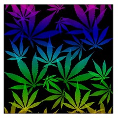 Weed Rainbow, Ganja Leafs Pattern In Colors, 420 Marihujana Theme Large Satin Scarf (square) by Casemiro