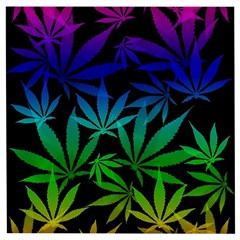 Weed Rainbow, Ganja Leafs Pattern In Colors, 420 Marihujana Theme Wooden Puzzle Square by Casemiro