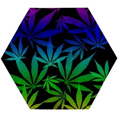 Weed Rainbow, Ganja Leafs Pattern In Colors, 420 Marihujana Theme Wooden Puzzle Hexagon by Casemiro