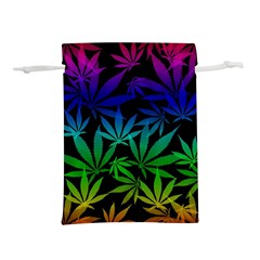 Weed Rainbow, Ganja Leafs Pattern In Colors, 420 Marihujana Theme Lightweight Drawstring Pouch (s) by Casemiro