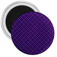 Purple, Black And Yellow Color Plaid, Retro Tartan Pattern 3  Magnets by Casemiro