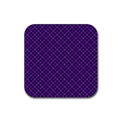 Purple, Black And Yellow Color Plaid, Retro Tartan Pattern Rubber Coaster (square)  by Casemiro