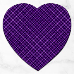 Purple, Black And Yellow Color Plaid, Retro Tartan Pattern Jigsaw Puzzle (heart) by Casemiro