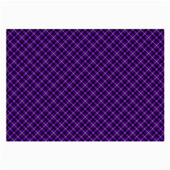 Purple, Black And Yellow Color Plaid, Retro Tartan Pattern Large Glasses Cloth (2 Sides) by Casemiro