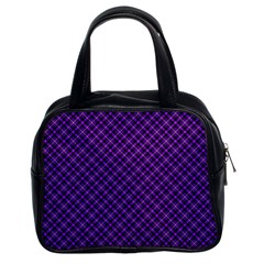 Purple, Black And Yellow Color Plaid, Retro Tartan Pattern Classic Handbag (two Sides) by Casemiro