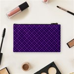 Purple, black and yellow color plaid, retro tartan pattern Cosmetic Bag (Small) Back