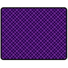 Purple, Black And Yellow Color Plaid, Retro Tartan Pattern Fleece Blanket (medium)  by Casemiro