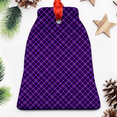 Purple, Black And Yellow Color Plaid, Retro Tartan Pattern Bell Ornament (two Sides) by Casemiro