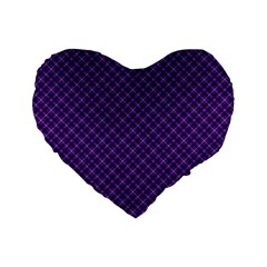 Purple, Black And Yellow Color Plaid, Retro Tartan Pattern Standard 16  Premium Flano Heart Shape Cushions by Casemiro