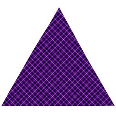 Purple, Black And Yellow Color Plaid, Retro Tartan Pattern Wooden Puzzle Triangle by Casemiro