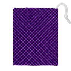 Purple, Black And Yellow Color Plaid, Retro Tartan Pattern Drawstring Pouch (4xl) by Casemiro