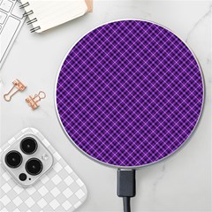 Purple, Black And Yellow Color Plaid, Retro Tartan Pattern Wireless Charger by Casemiro