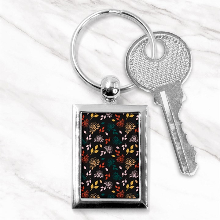 Rose Floral Key Chain (Rectangle)