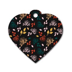 Rose Floral Dog Tag Heart (two Sides) by tmsartbazaar