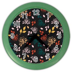 Rose Floral Color Wall Clock by tmsartbazaar