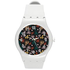 Rose Floral Round Plastic Sport Watch (m) by tmsartbazaar