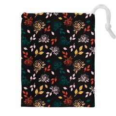 Rose Floral Drawstring Pouch (5xl) by tmsartbazaar