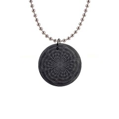 Abstract Spirals, Spiral Abstraction, Gray Color, Graphite 1  Button Necklace by Casemiro