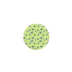 Blue Butterflies At Lemon Yellow, Nature Themed Pattern 1  Mini Buttons by Casemiro