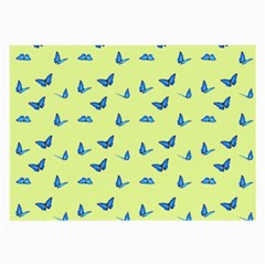 Blue Butterflies At Lemon Yellow, Nature Themed Pattern Large Glasses Cloth by Casemiro