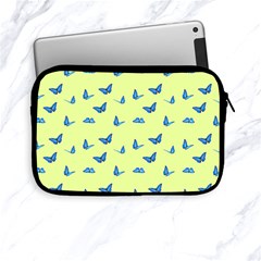 Blue Butterflies At Lemon Yellow, Nature Themed Pattern Apple Ipad Mini Zipper Cases by Casemiro