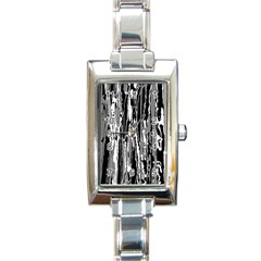 Black And White Abstract Linear Print Rectangle Italian Charm Watch by dflcprintsclothing