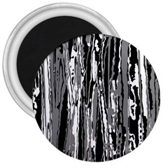 Black And White Abstract Linear Print 3  Magnets