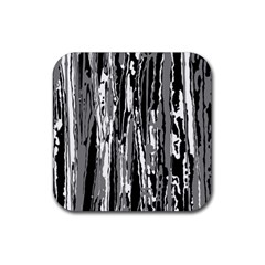 Black And White Abstract Linear Print Rubber Coaster (square)  by dflcprintsclothing