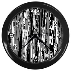 Black And White Abstract Linear Print Wall Clock (black) by dflcprintsclothing