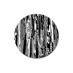 Black And White Abstract Linear Print Magnet 3  (round) by dflcprintsclothing