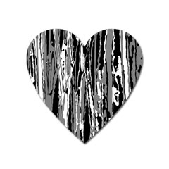 Black And White Abstract Linear Print Heart Magnet by dflcprintsclothing