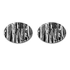 Black And White Abstract Linear Print Cufflinks (oval)