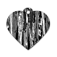 Black And White Abstract Linear Print Dog Tag Heart (two Sides) by dflcprintsclothing