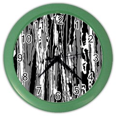 Black And White Abstract Linear Print Color Wall Clock by dflcprintsclothing