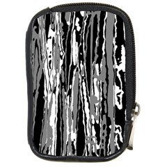 Black And White Abstract Linear Print Compact Camera Leather Case