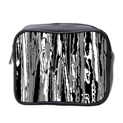 Black And White Abstract Linear Print Mini Toiletries Bag (two Sides) by dflcprintsclothing