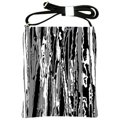 Black And White Abstract Linear Print Shoulder Sling Bag by dflcprintsclothing