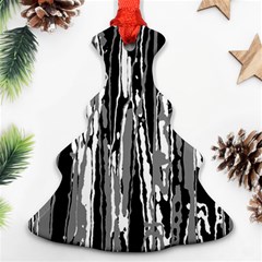 Black And White Abstract Linear Print Christmas Tree Ornament (two Sides) by dflcprintsclothing