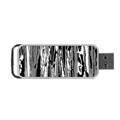 Black And White Abstract Linear Print Portable Usb Flash (two Sides) by dflcprintsclothing