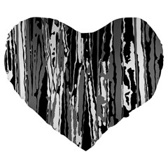 Black And White Abstract Linear Print Large 19  Premium Heart Shape Cushions by dflcprintsclothing