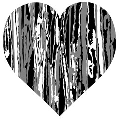 Black And White Abstract Linear Print Wooden Puzzle Heart by dflcprintsclothing