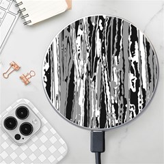 Black And White Abstract Linear Print Wireless Charger by dflcprintsclothing