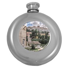 Roman Agora, Athens, Greece Round Hip Flask (5 Oz) by dflcprintsclothing