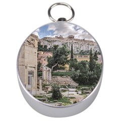 Roman Agora, Athens, Greece Silver Compasses by dflcprintsclothing