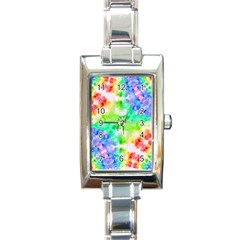 Tie Die Look Rainbow Pattern Rectangle Italian Charm Watch by myblueskye777