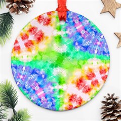 Tie Die Look Rainbow Pattern Ornament (round) by myblueskye777