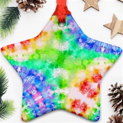 Tie Die Look Rainbow Pattern Ornament (star) by myblueskye777